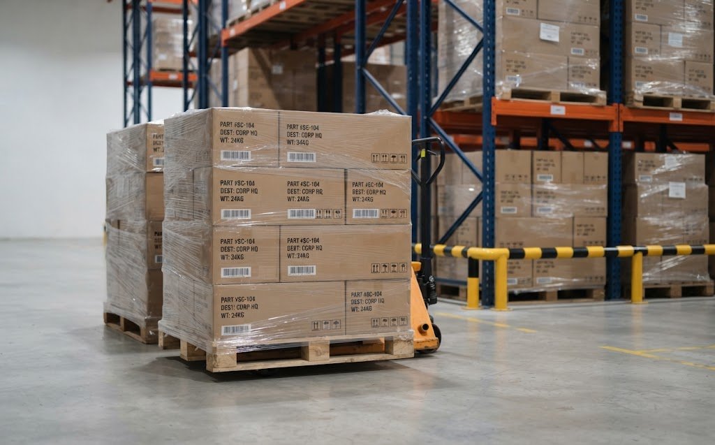 Pallets and cartons for a corporate order